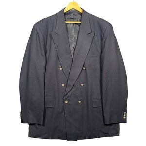 Irvine Park Blazer Mens 48XL Navy Blue Double Breasted Gold Button Peak Lapel